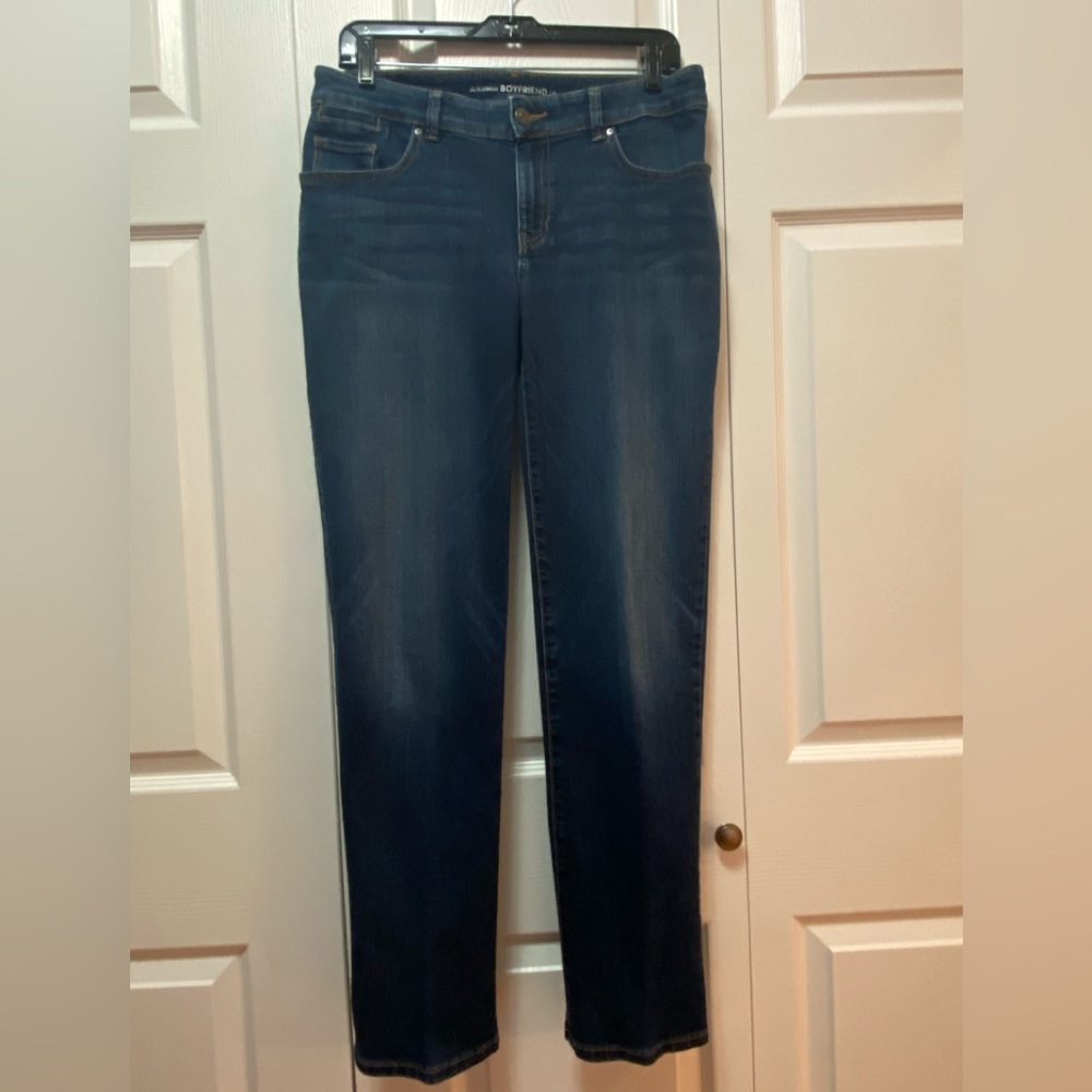 Chico’s Platinum Boyfriend Ankle Jean size 0 = 4 reg 30.5” Inseam, Blue Rinse